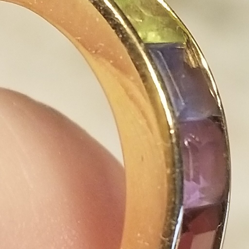 Rare Vintage Estate Mayors Birks 14k Princess Square Multi Gemstone Ring Band — image 7 of 8